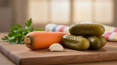 Jag lagar ett mycket välsmakande mellanmål från morötter och pickles (både snabbt och mycket)